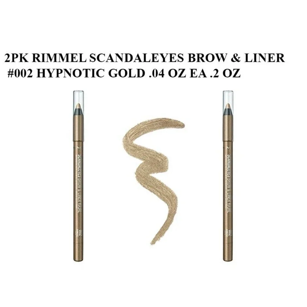 Rimmel London Scandaleyes Brow & Eyeliner Kajal, 002 Hypnotic Gold 2pc Glam Chic